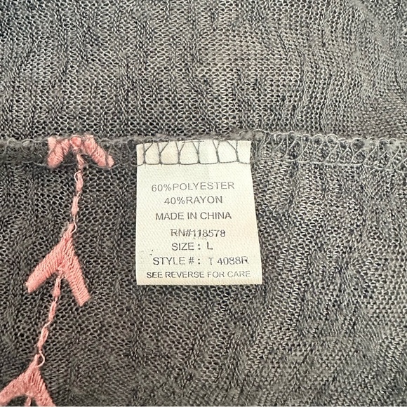 Haute Project Los Angeles Gray Pink Boho Waterfall Cardigan Sweater Tribal Large - Picture 7 of 8